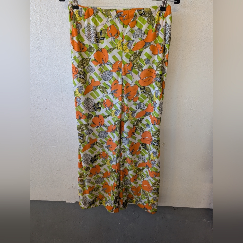 Vintage Pants  Original Bell Bottoms Polyester Floral Wide-Leg Pants